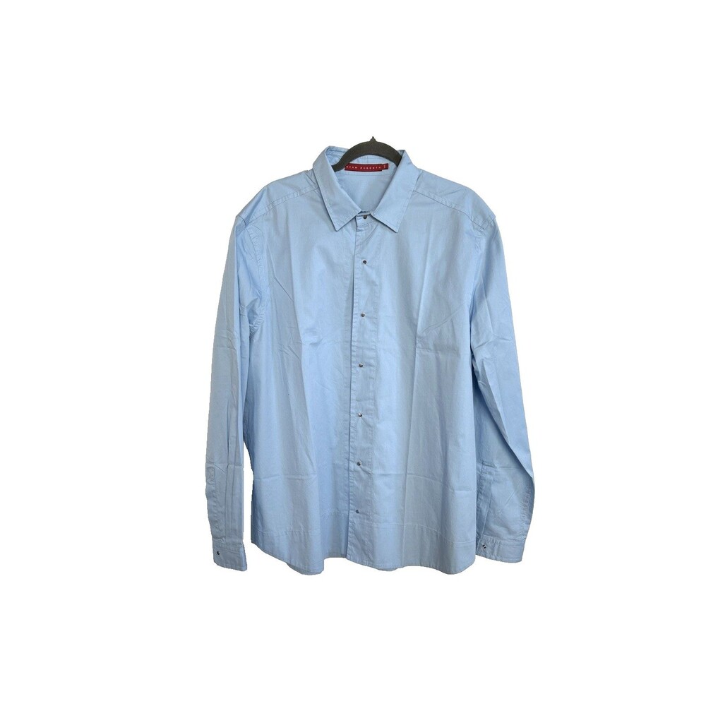 RYAN ROBERTS Lt Blue Snap Button Long Sleeve Shirt Men Size XXL Collar NEW